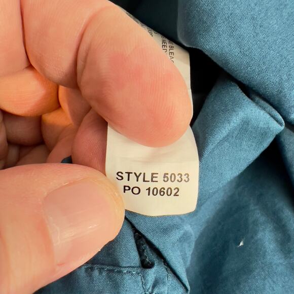 Eloquii Blouse Top Woman 18 Blue Elastic Cuffs Tie Back Plain Front w/ Darts - Picture 13 of 16